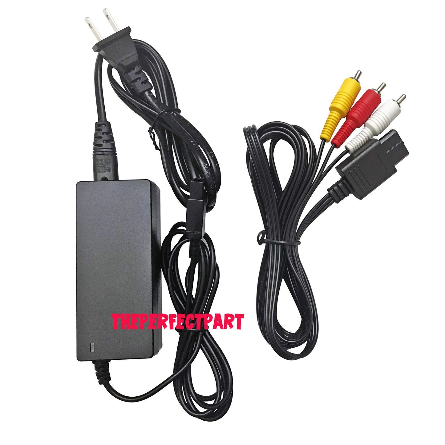 AC Adapter Power Supply & Audio Video A/V Cable for Nintendo Gamecube Bundle USA