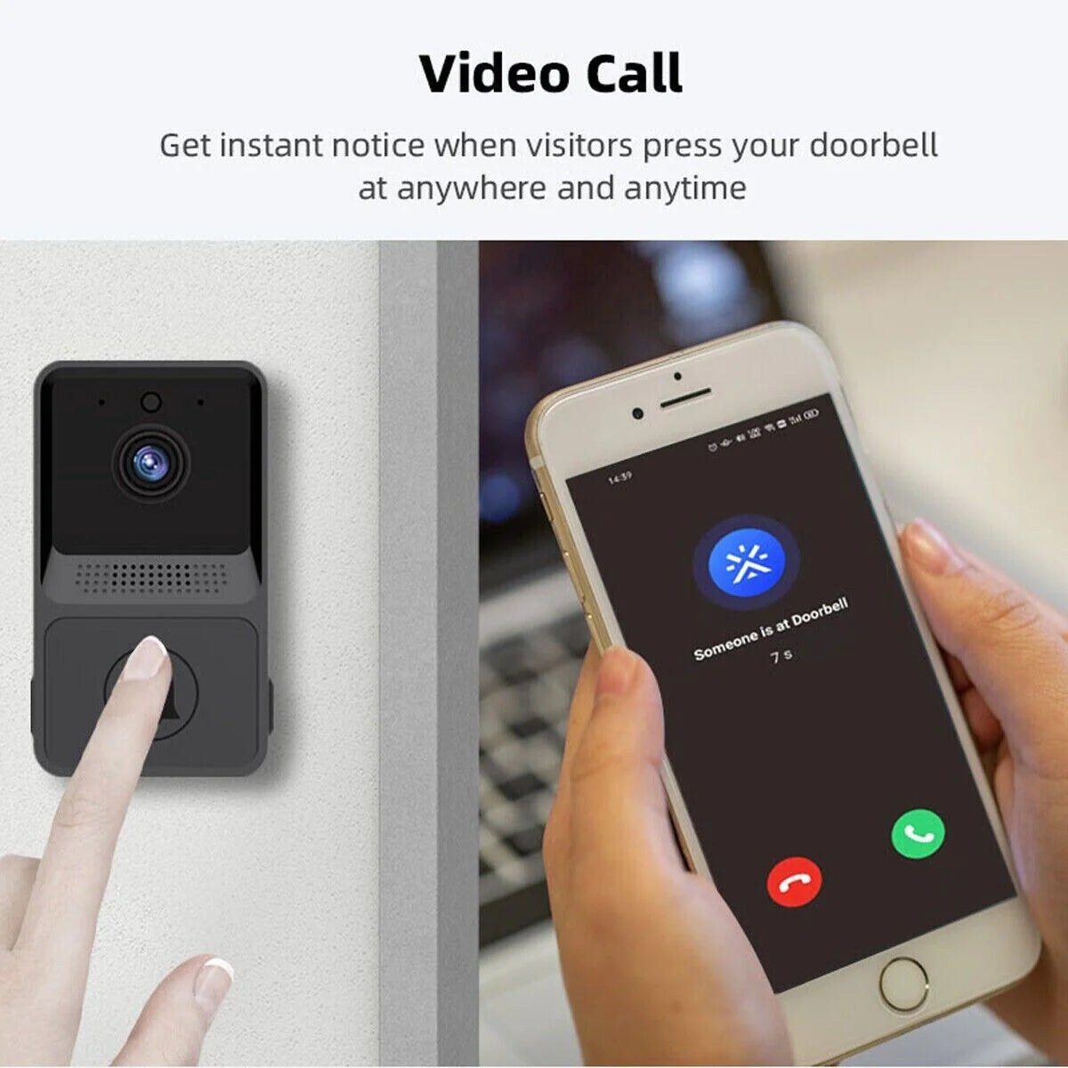 Smart Wireless Wifi Doorbell Intercom Video Camera Door Ring Bell Chime Security