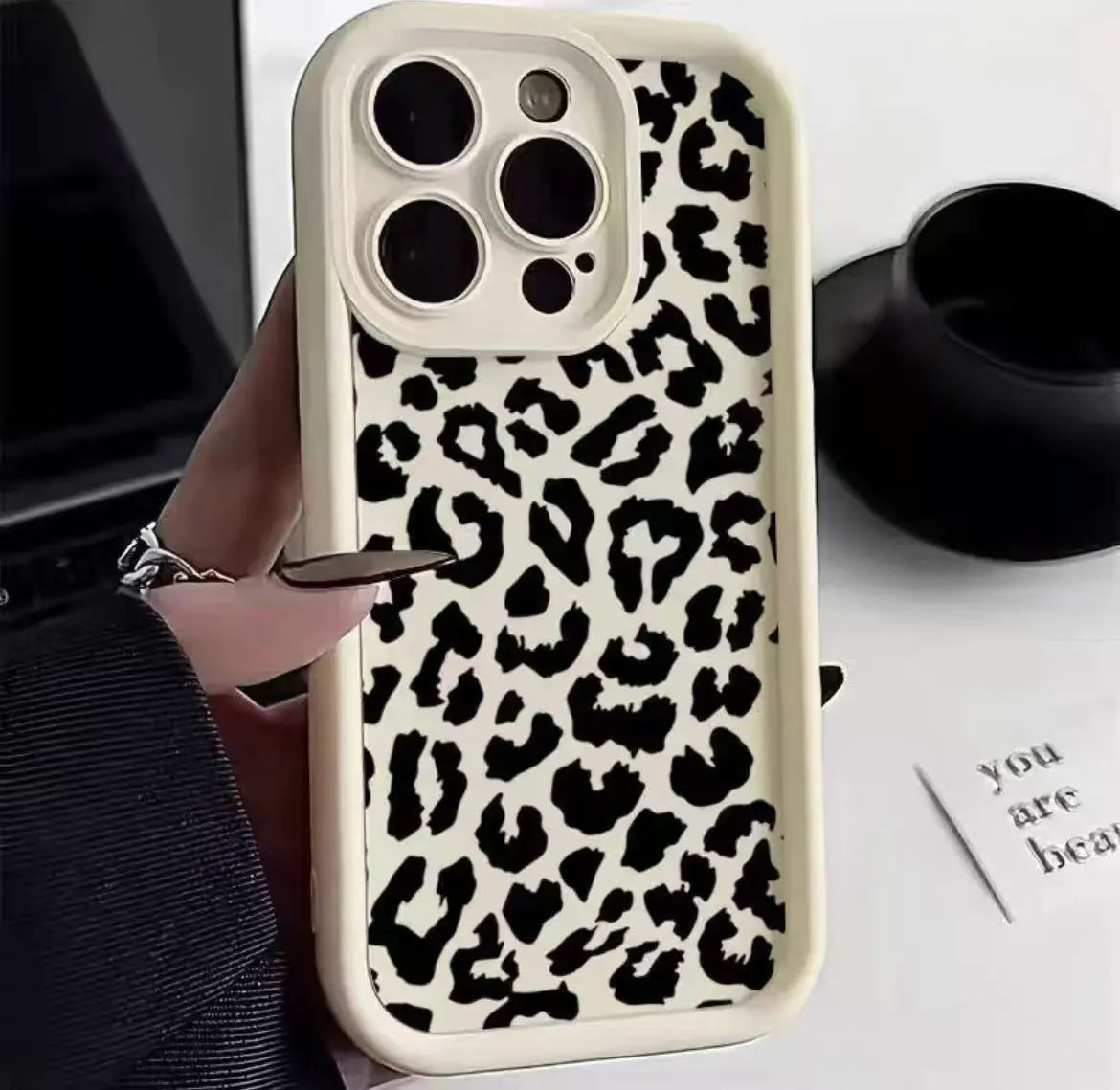 Sleek Black Leopard iPhone Case