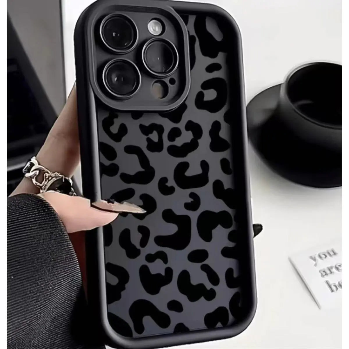 Sleek Black Leopard iPhone Case