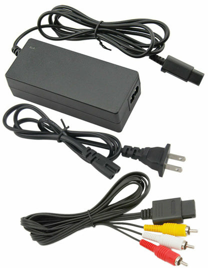 AC Adapter Power Supply & Audio Video A/V Cable for Nintendo Gamecube Bundle USA