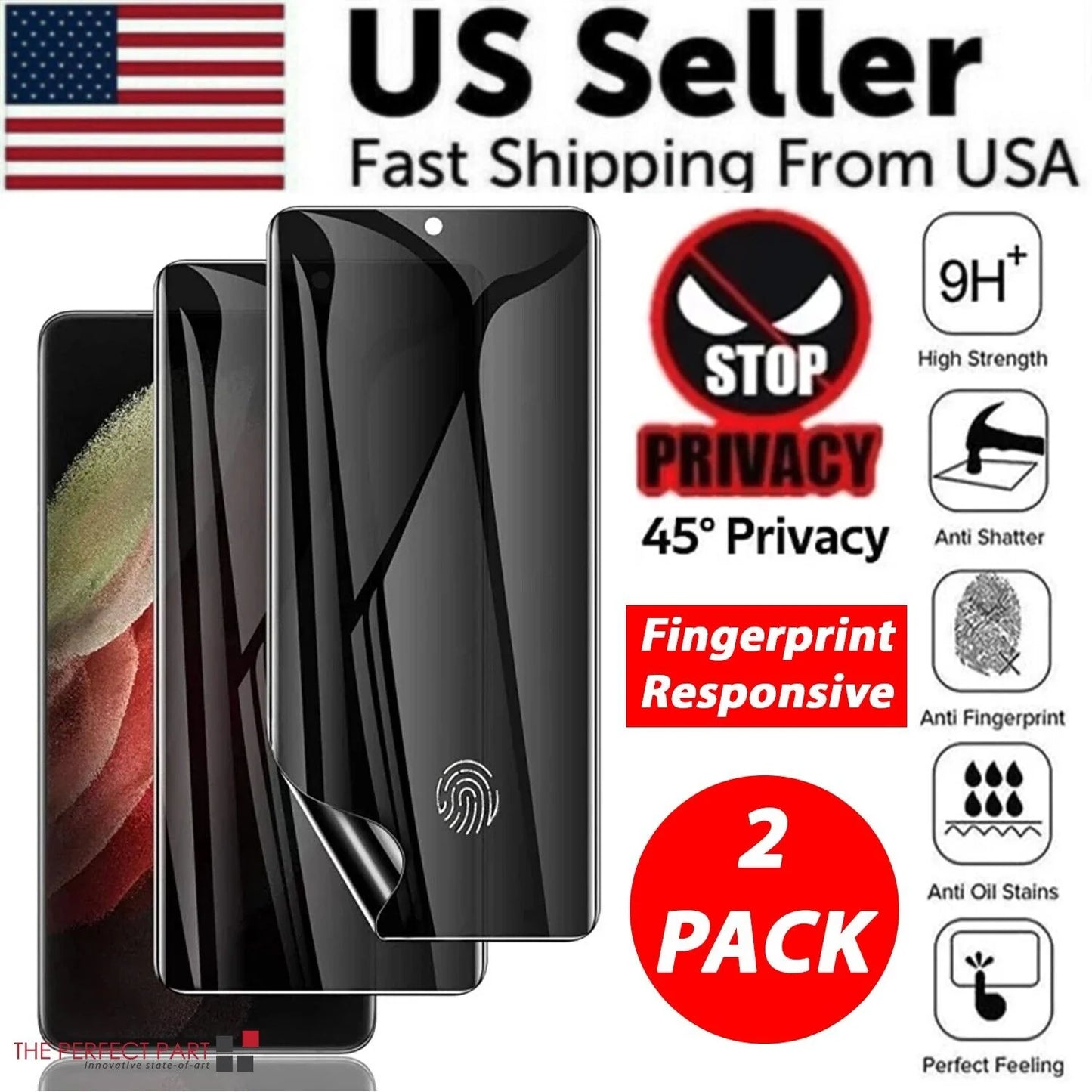 2-Pack Anti-Spy Privacy Hydrogel Screen Protector for Samsung S23 Ultra plus S22