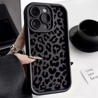 Sleek Black Leopard iPhone Case