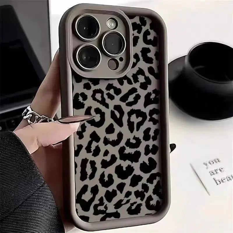 Sleek Black Leopard iPhone Case